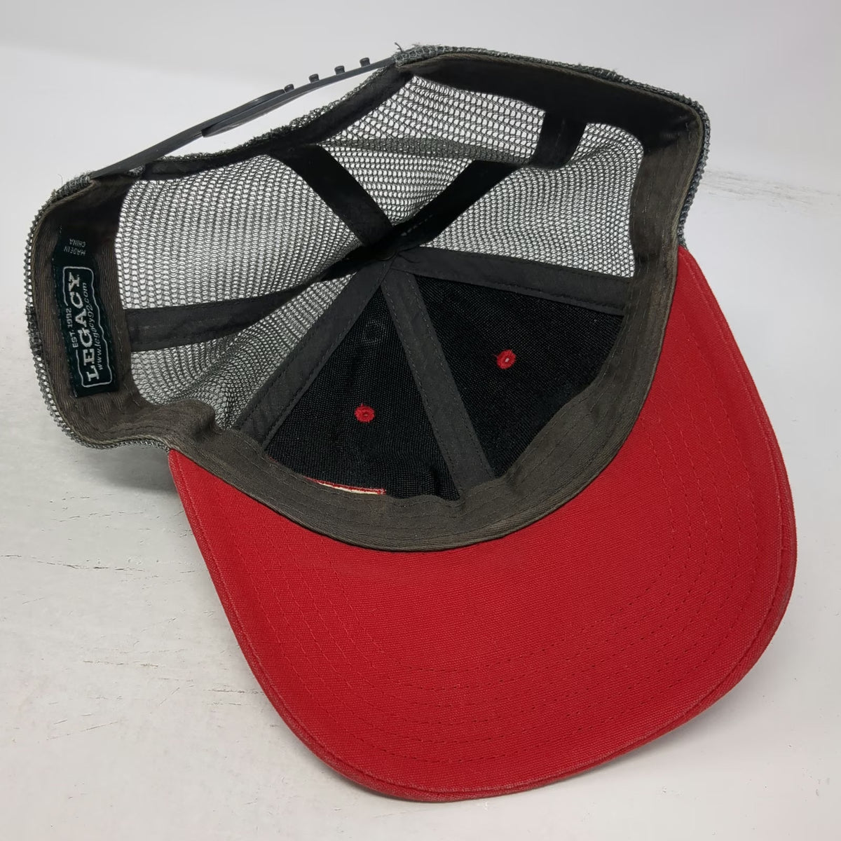 Legacy Trucker Hat Red OSFM Sun Valley Idaho Patch Mesh Back Snapback Adjustable