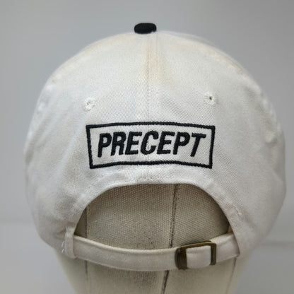 Precept Baseball Cap White OSFM Black Brim Embroidered Golf Slideback Hat Logo
