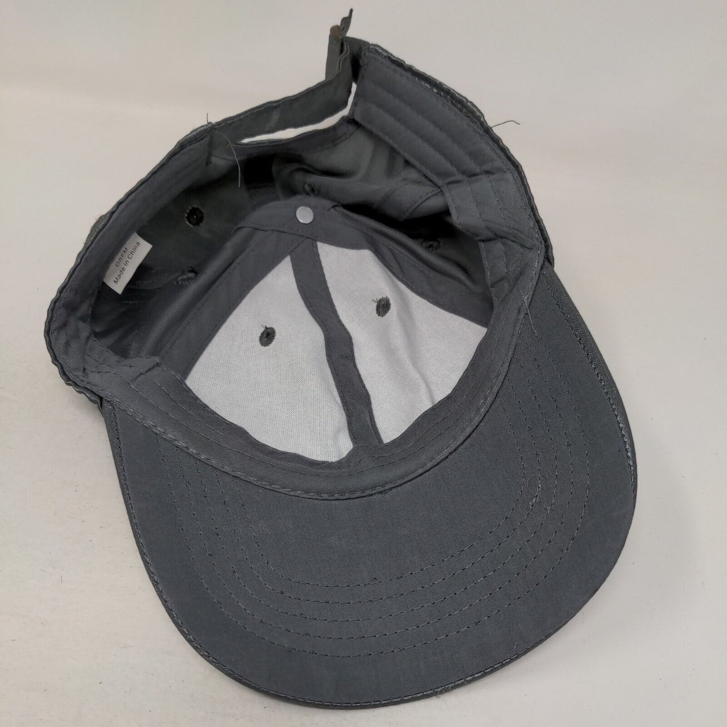 Unbranded Slideback Hat Gray OSFM Adjustable Vented Holes 6 Panel Blank