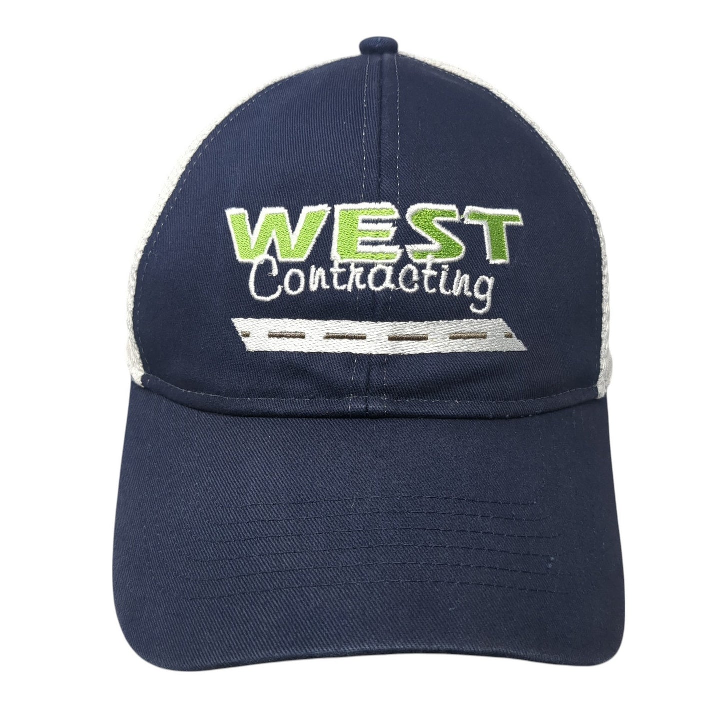 West Contracting Snapback Trucker Hat Blue OS Adjustable Mesh Back Cap America