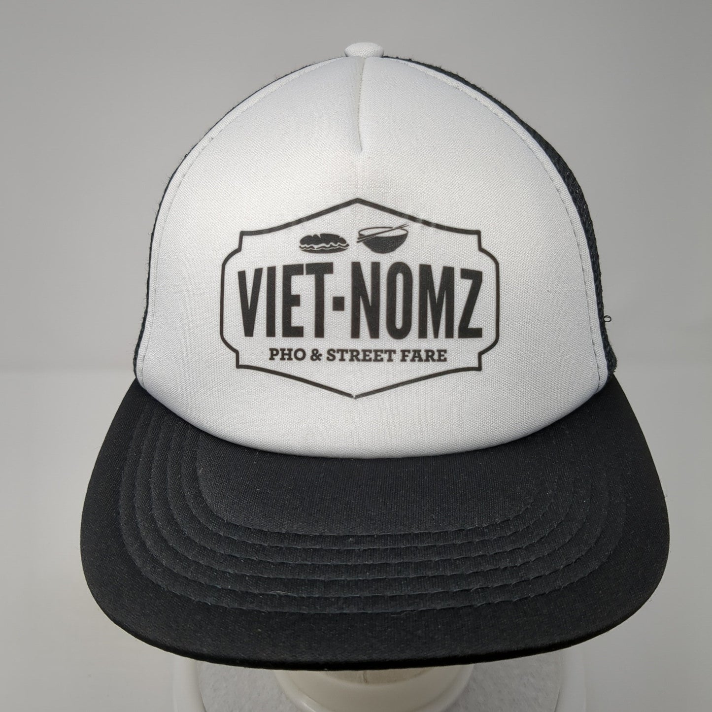 Viet-Nomz Snapback Mesh Back Foam Trucker Hat Multicolor Graphic Logo