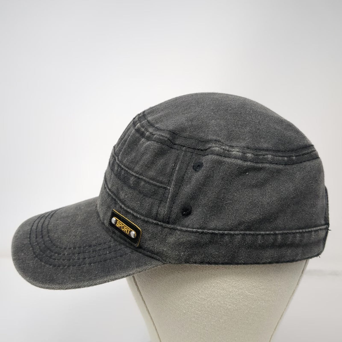 Army Cap Gray One Size Washed Cotton Slideback Buckle Sport Patch Cadet Hat