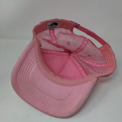 Almost Someday Snapback Trucker Hat Pink One Size Adjustable Mesh Back