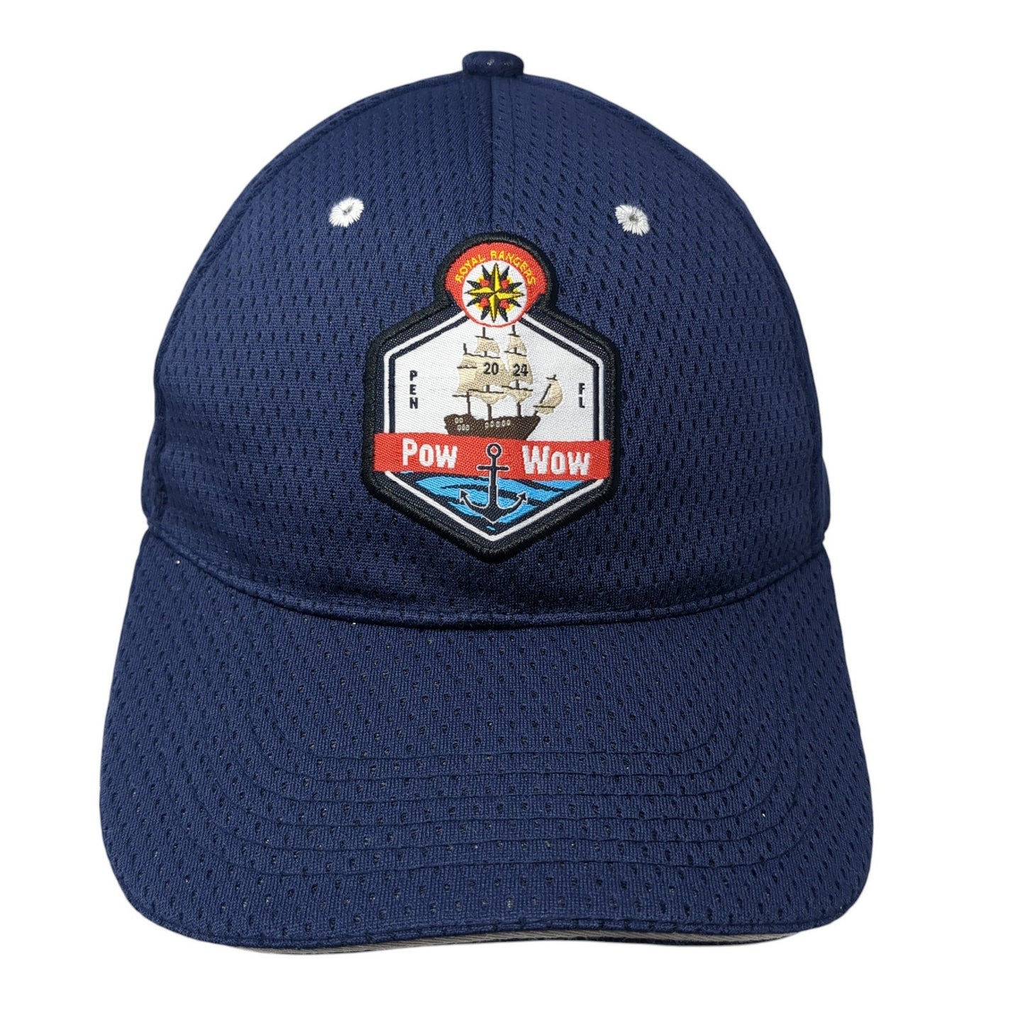 Pow Wow Strapback Hat Blue One Size Adjustable Solid 6 Panel Outdoor