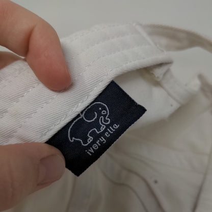 Ivory Ella Slideback Hat Cream One Size Adjustable Embroidered Elephant 6 Panel