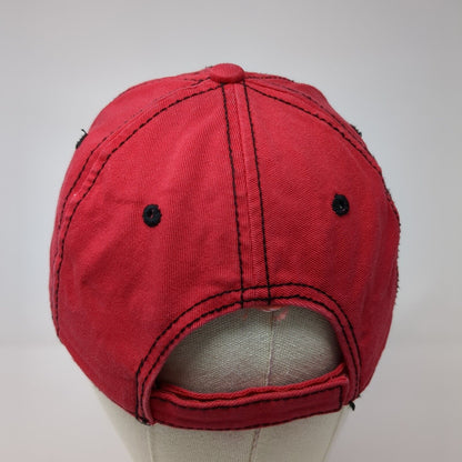 Redfield Strapback Hat Red One Size Adjustable Solid 6 Panel Outdoor