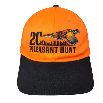 2C Pheasant Hunt Idaho Strapback Hat Orange OSFA Adjustable Embroidered Cotton