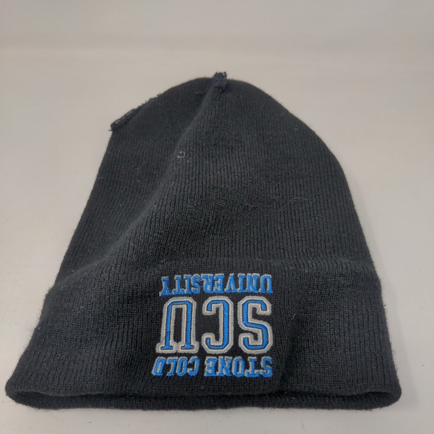 Stone Cold SCU University Beanie Hat Black OSFM Knitted Stretch Embroidered WWE