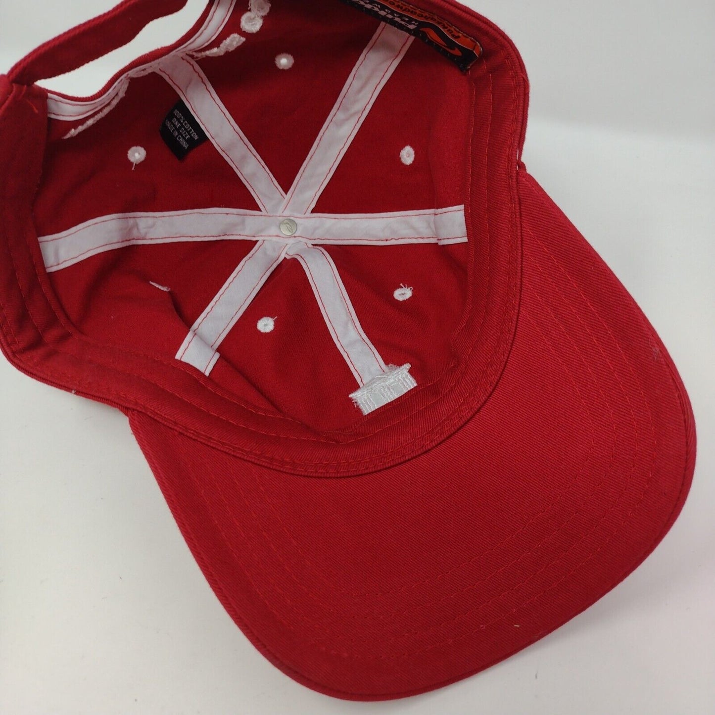 White Columns CC Slideback Hat Red One Size Adjustable Embroidered Pukka