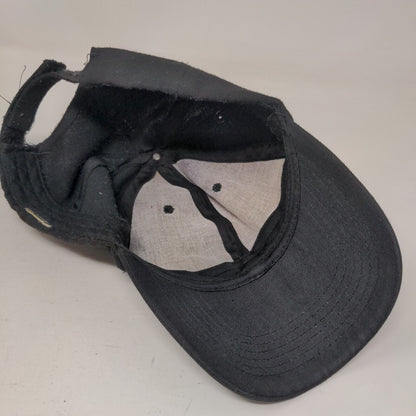 Unbranded Strapback Hat Black One Size Adjustable 6 Panel Vent Holes Blank