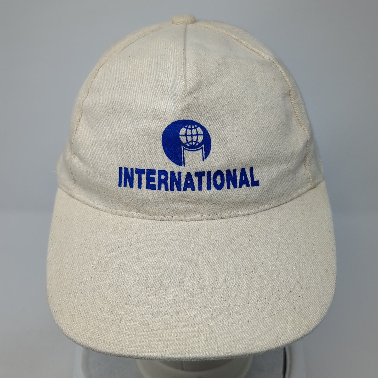 International Slideback Baseball Cap Beige OS Adjustable Lightweight 6 Panel