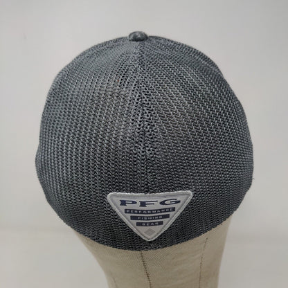 Columbia PFG Men's Fitted Mesh Back Hat Black Size L/XL Embroidered Fish Flag