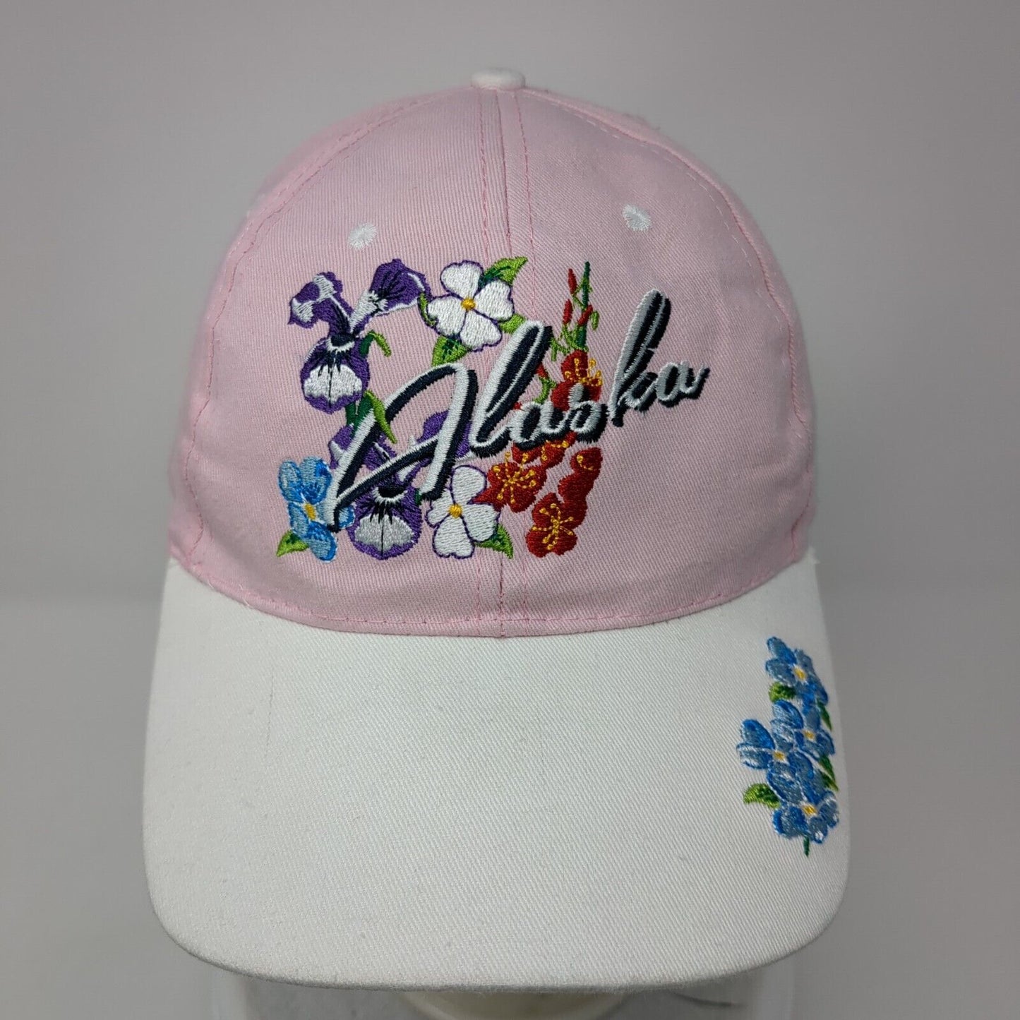 Alaska Strapback Hat Pink One Size Adjustable Embroidered Flower 6 Panel