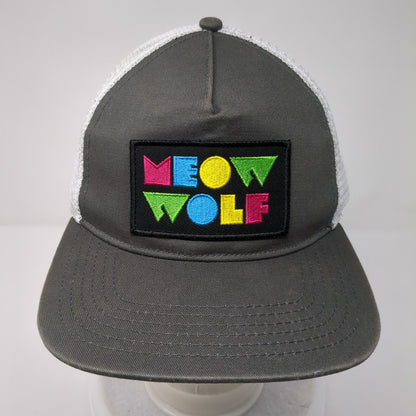 Meow Wolf Patch Snapback Trucker Hat Gray OSFA Mesh Back Colorblock