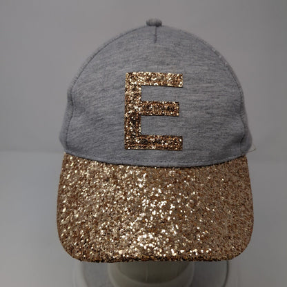 Letter E Justice Strapback Hat Multicolor OS Adjustable Gold Glitter Sequin
