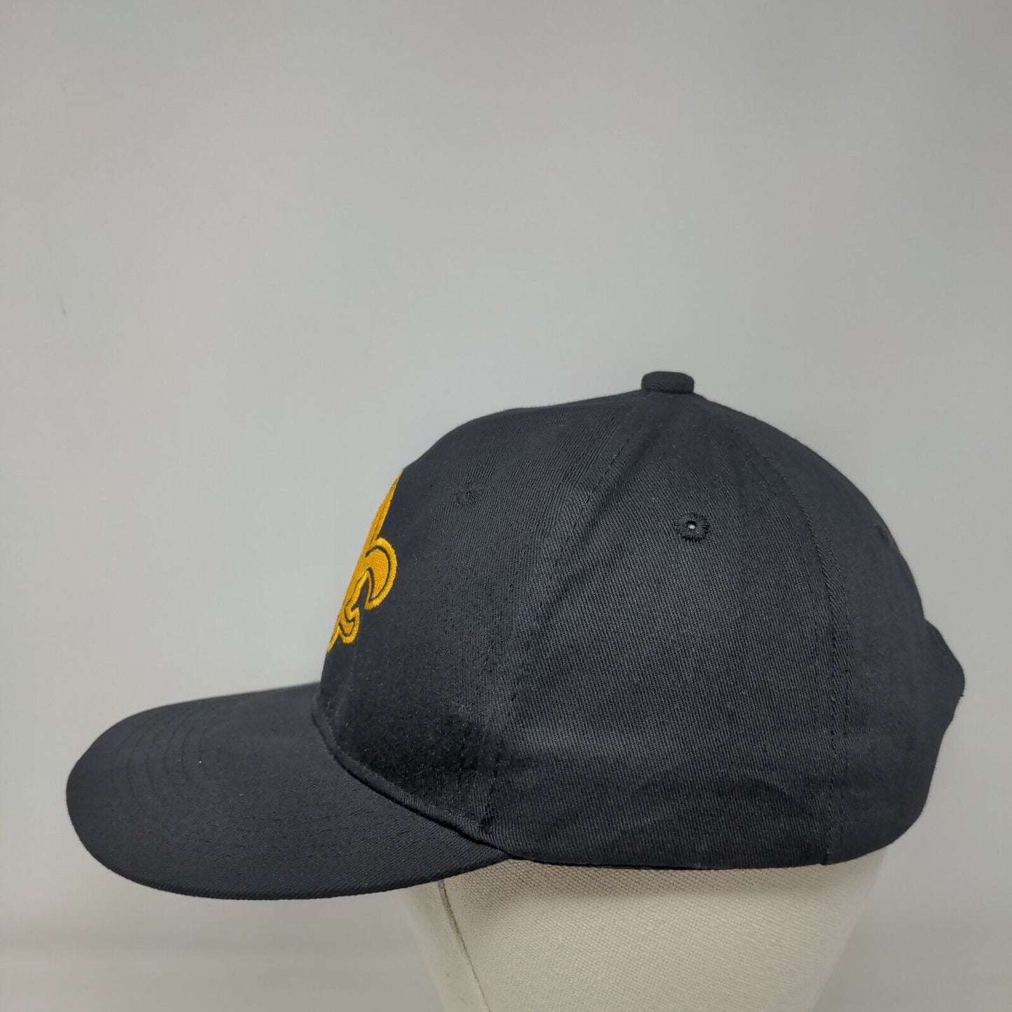 Fleur De Lis Strapback Hat Black One Size Embroidered 6 Panel