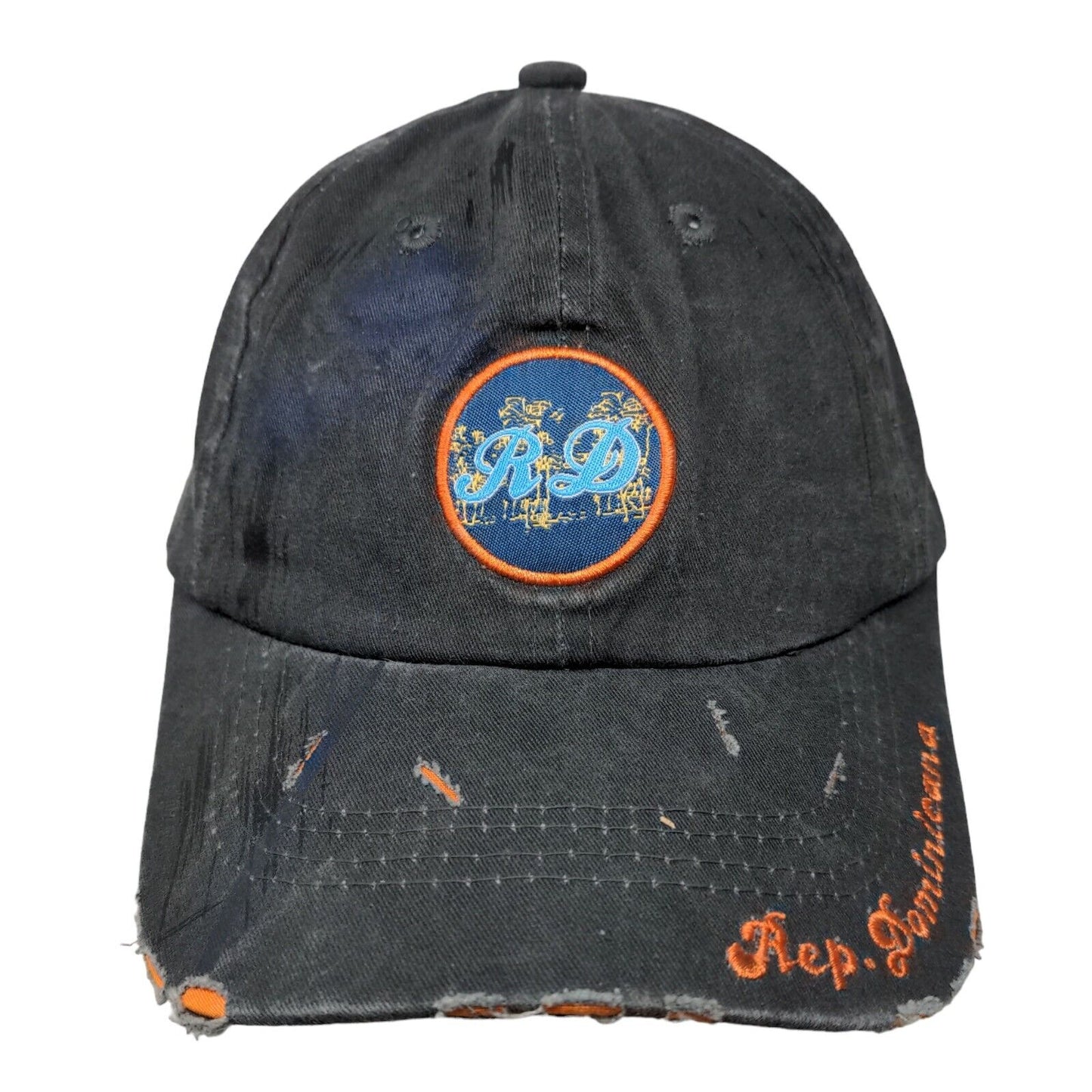 Rep. Dominicana Slideback Hat Gray One Size Embroidered Distressed