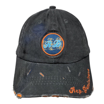 Rep. Dominicana Slideback Hat Gray One Size Embroidered Distressed