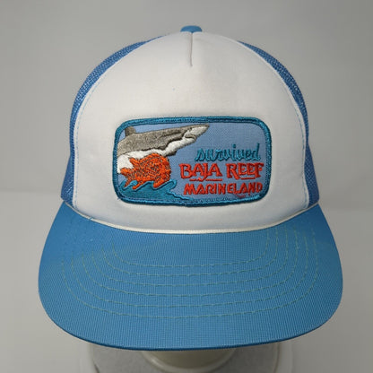 Vintage Marineland Baja Reef Snapback Mesh Back Trucker Hat Blue White