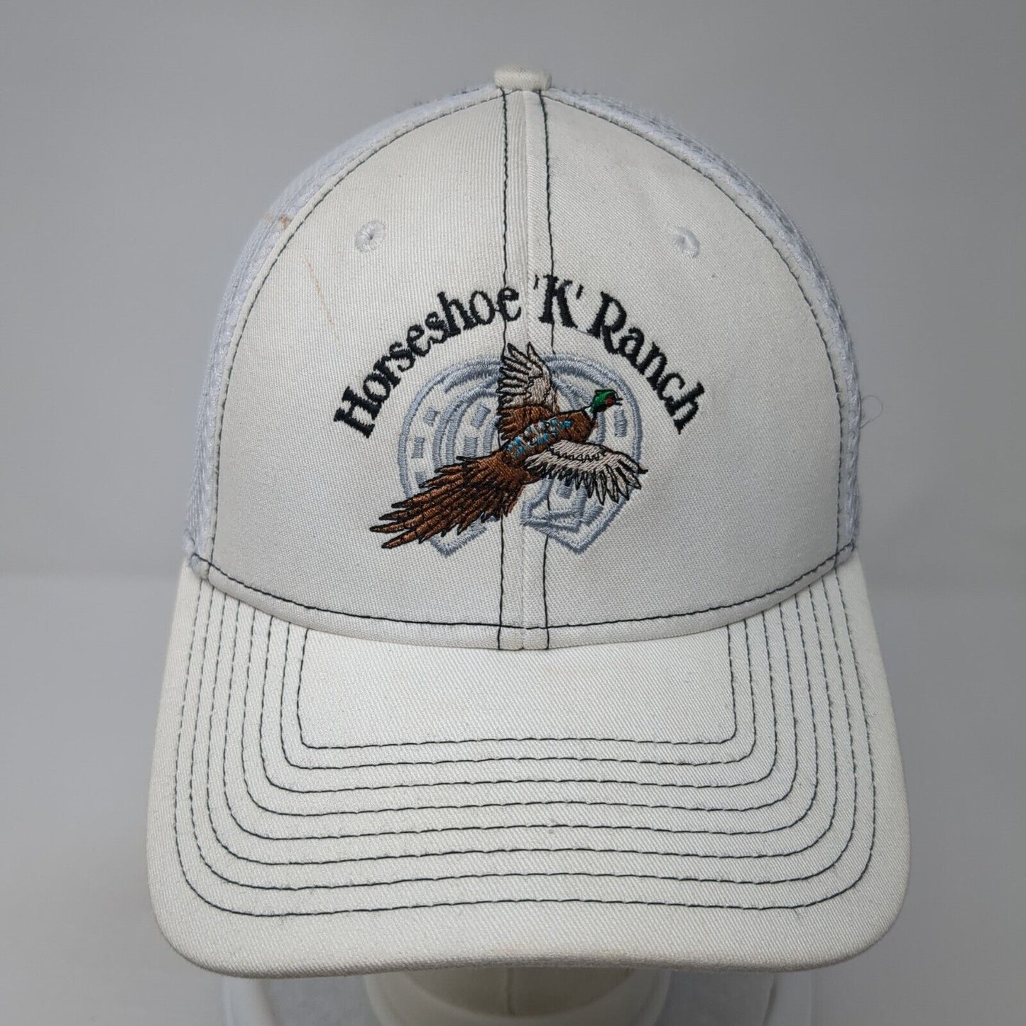 Horseshoe K Ranch Fitted Hat White S-M Embroidered New Era 39Thirty