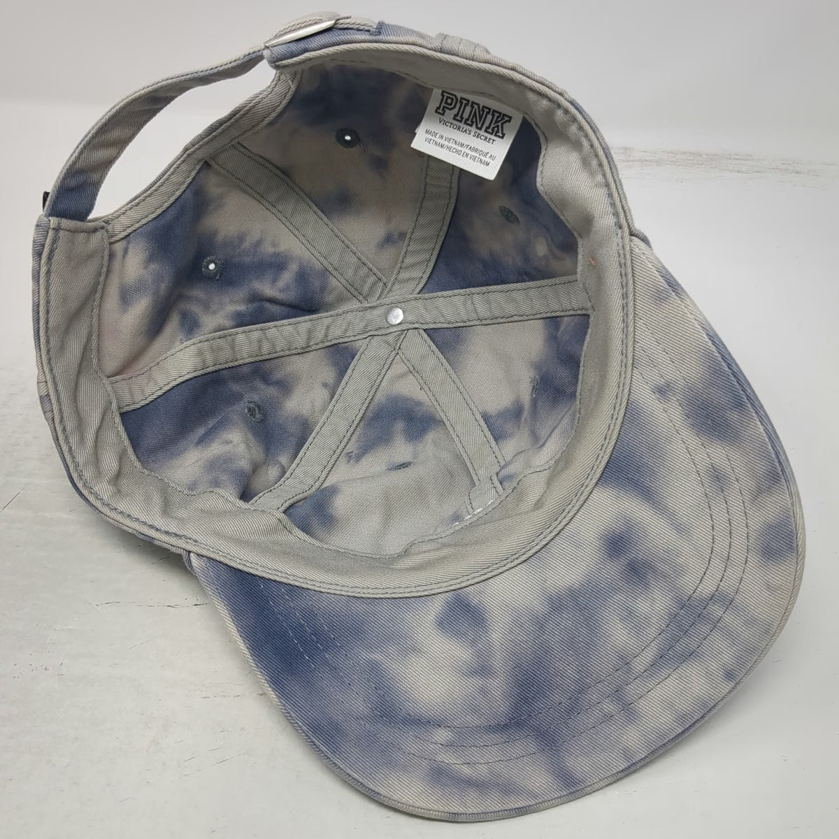 Victoria's Secret PINK Baseball Cap Blue Gray One Size Tie Dye Embroidered Hat