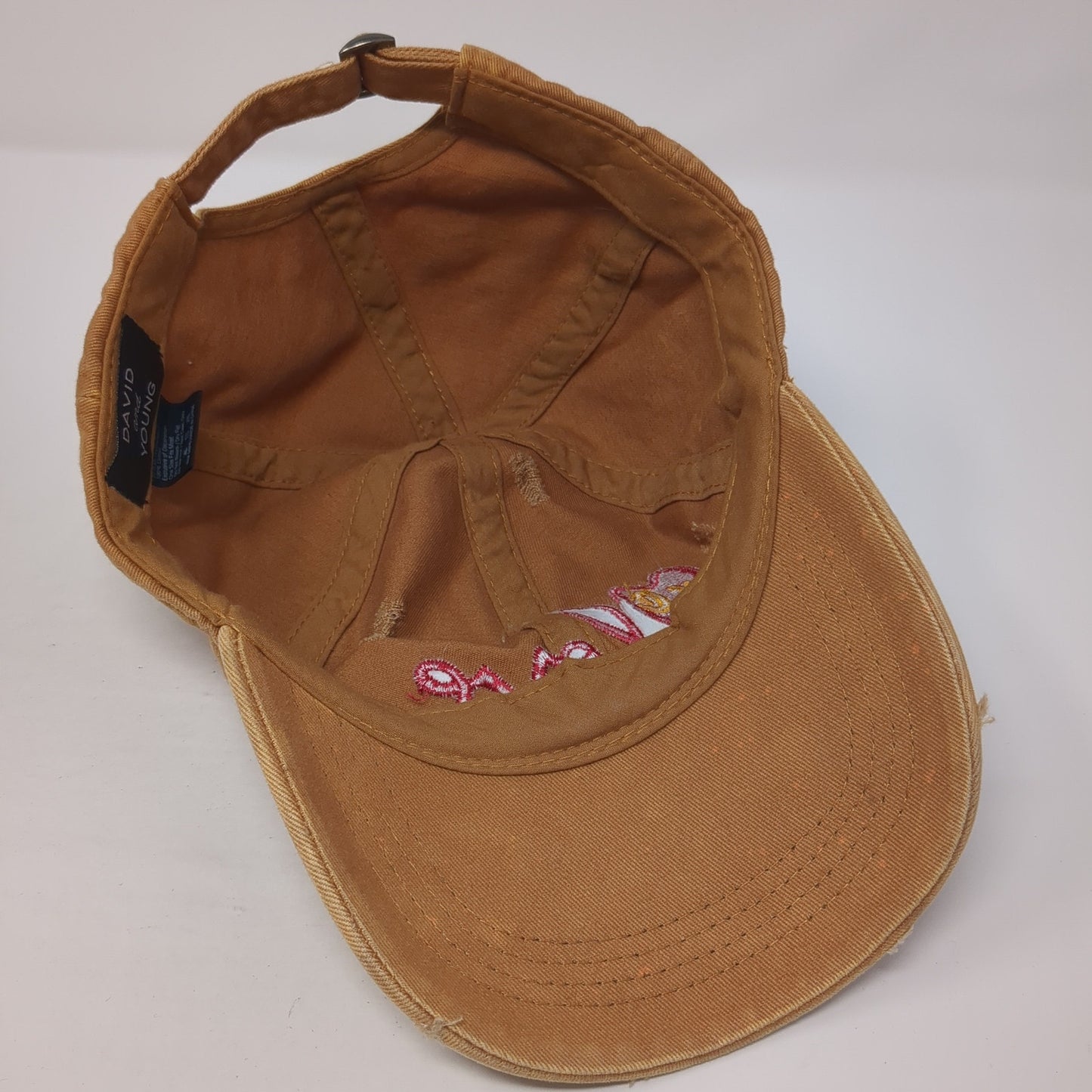 KC Love Slideback Baseball Cap Brown OS Adjustable Distressed David And Young