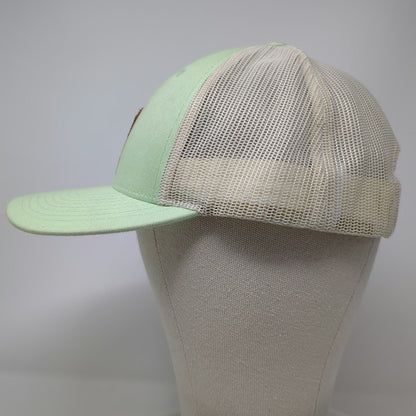 Richardson 115 Trucker Hat Green White L Bear Lake Utah Idaho Leather Patch Mesh