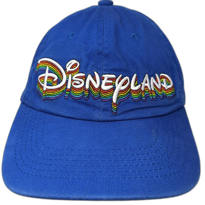 Disneyland Baseball Cap Blue One Size Rainbow Embroidered Hat Slideback
