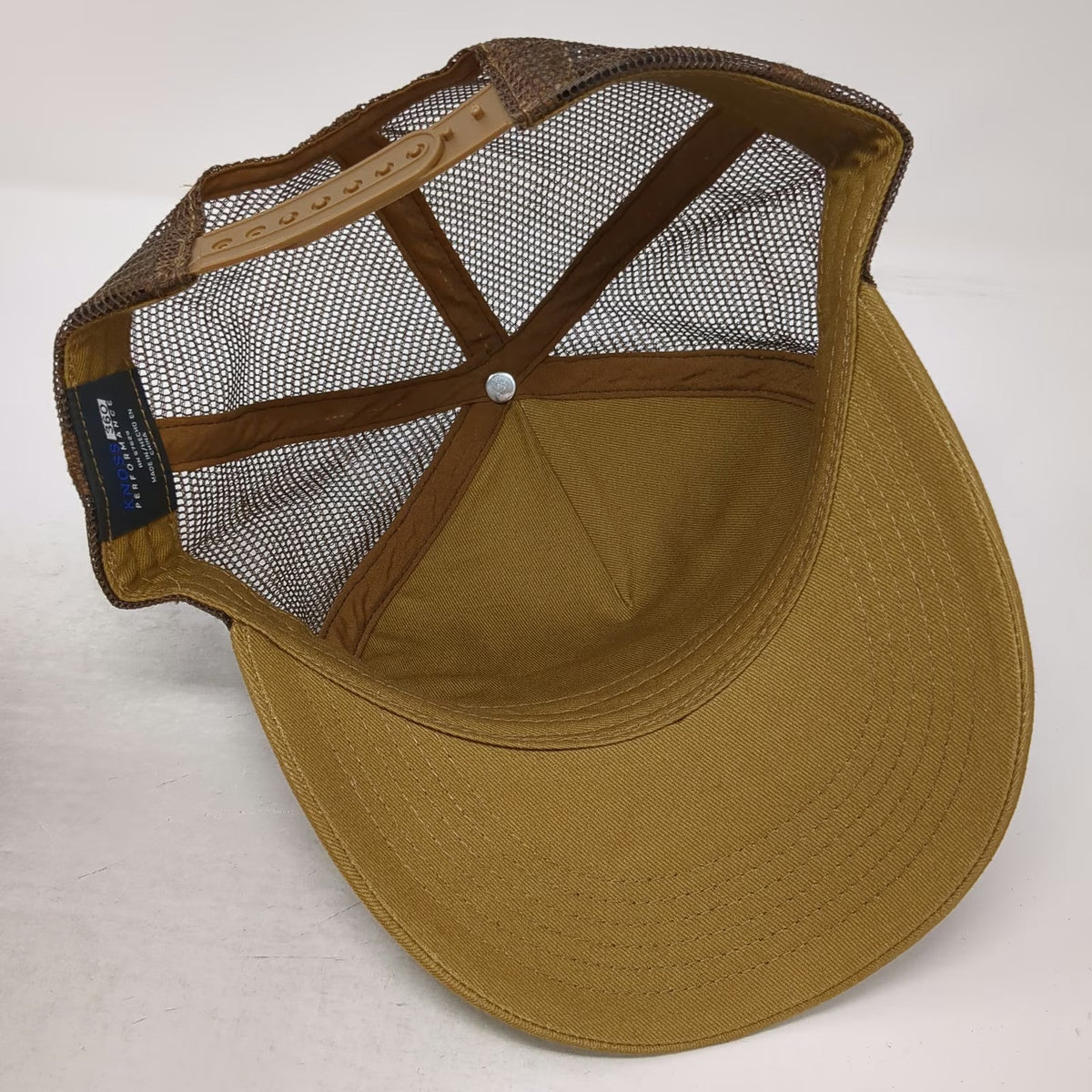 Knoss Brown Trucker Hat One Size Snapback Mesh Back Structured 3D Logo Tech 360