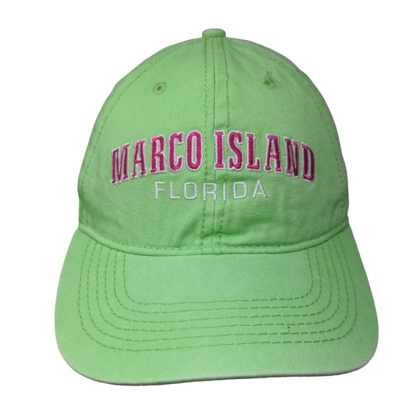 Marco Island Florida Strapback Hat Green One Size Adjustable Alvin's Island