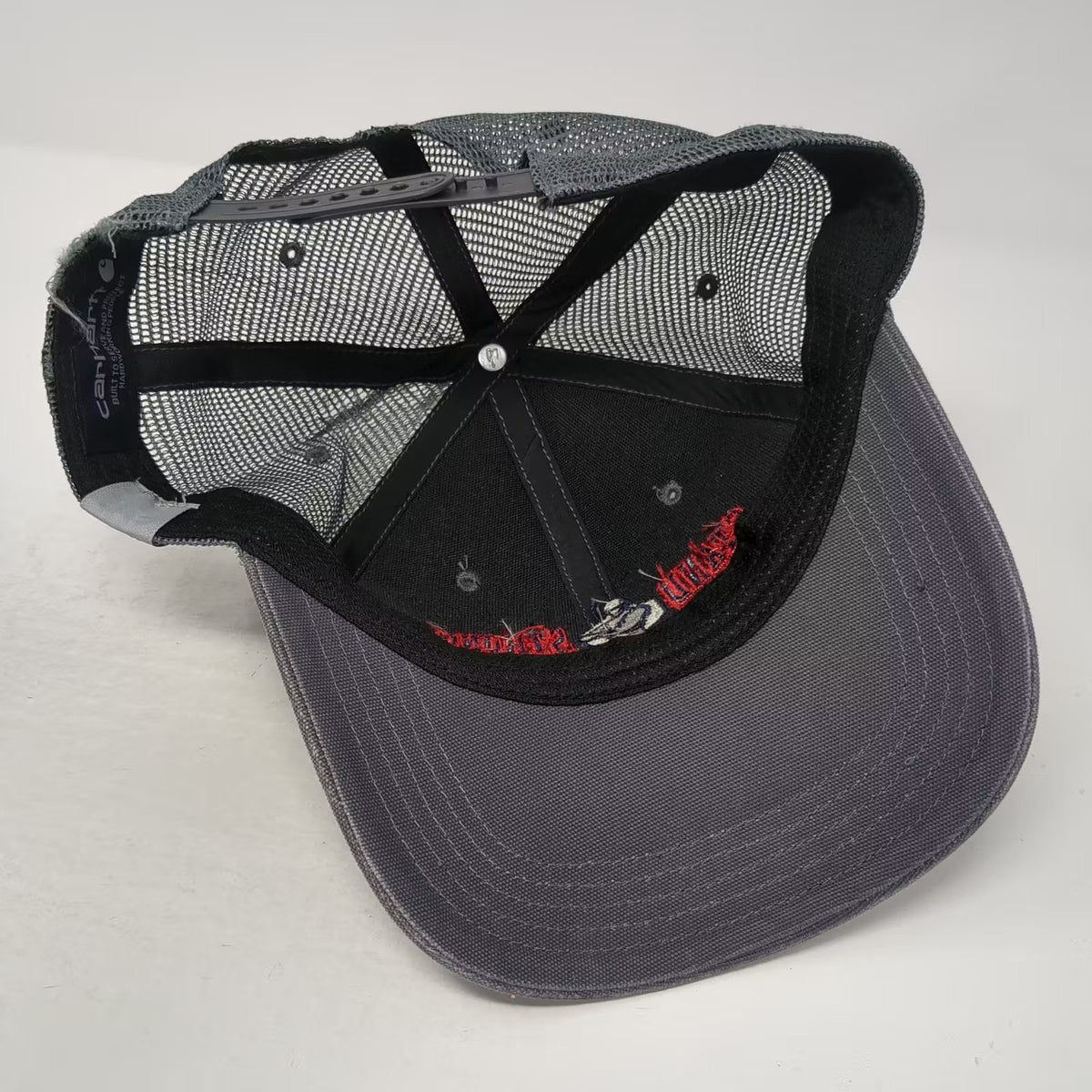 Carhartt Gray Trucker Hat Stand Strong Fencing Embroidered Adjustable OS Mesh