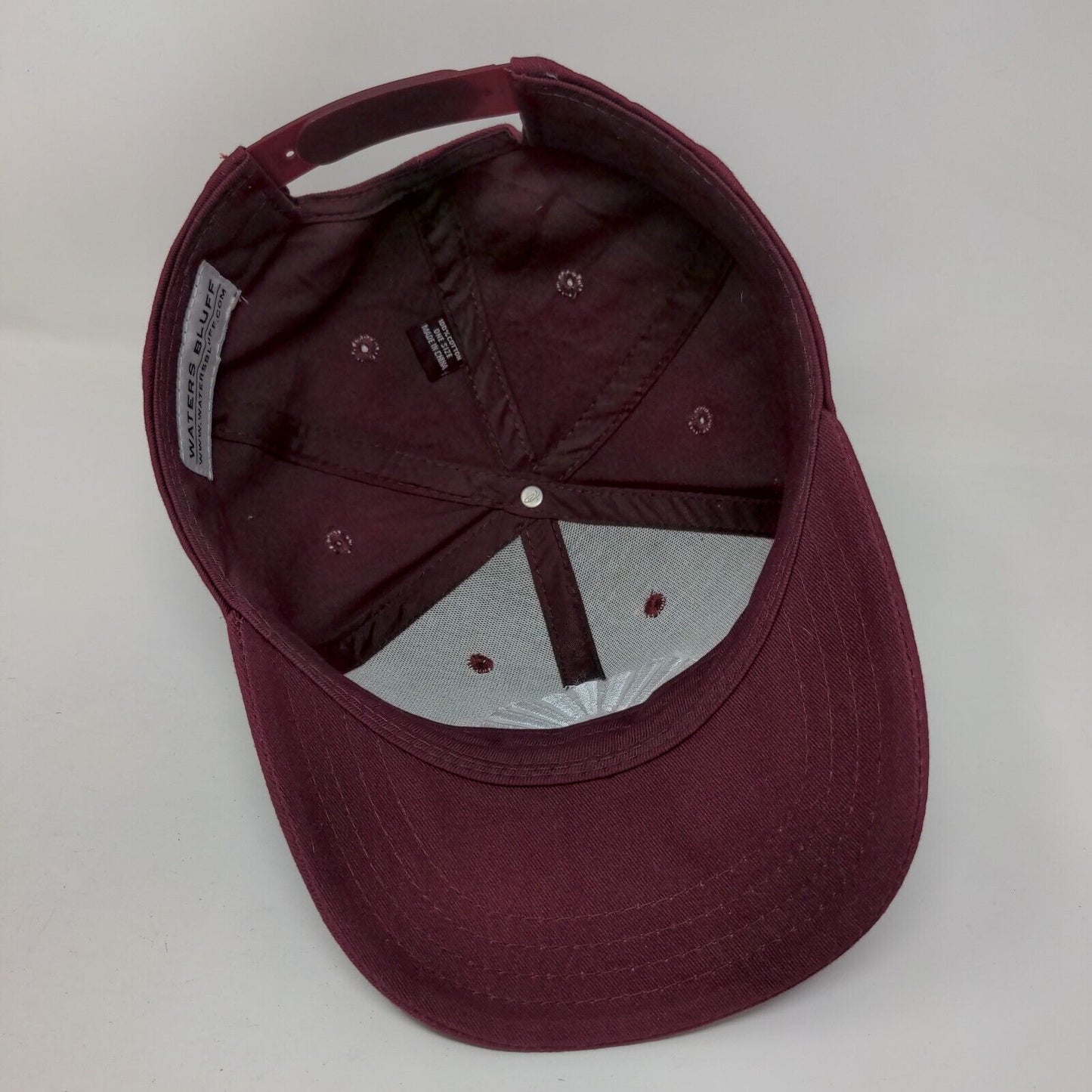 Waters Bluff Snapback Hat Red Burgundy One Size Embroidered 6 Panel