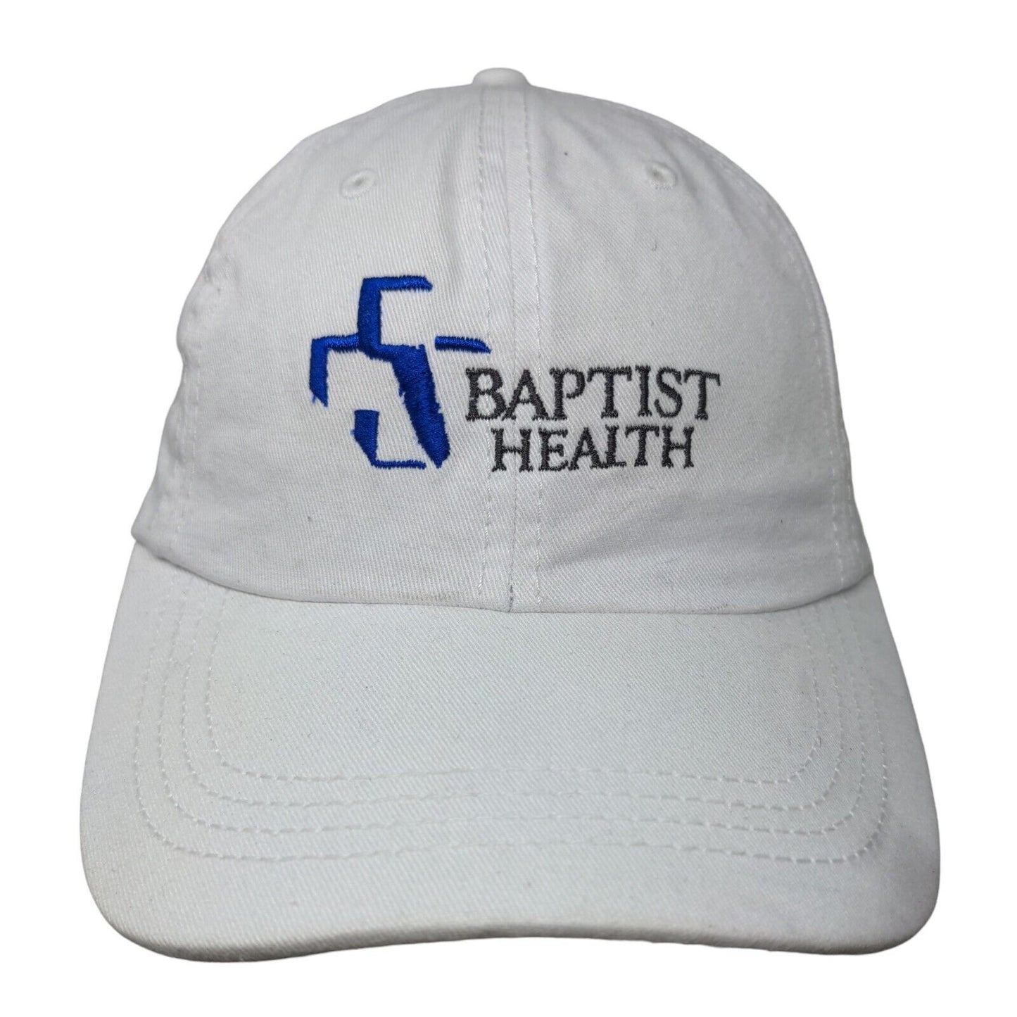 Baptist Health Slideback Hat White OSFA Embroidered Adjustable 6 Panel