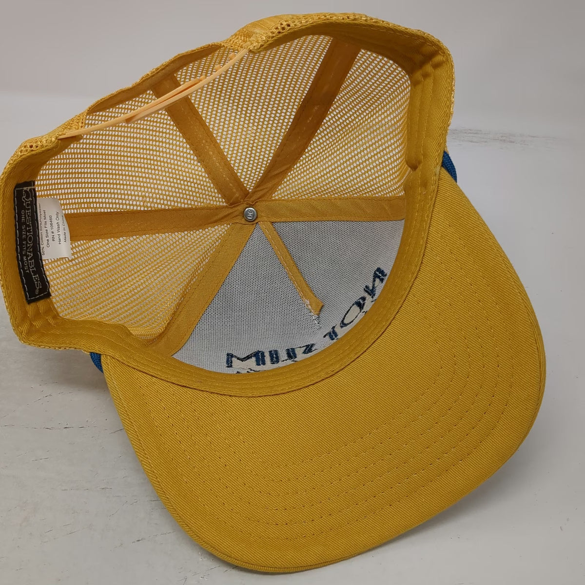 Questionables Trucker Hat Yellow White Blue One Size Not Slim Kinda Shady Rope