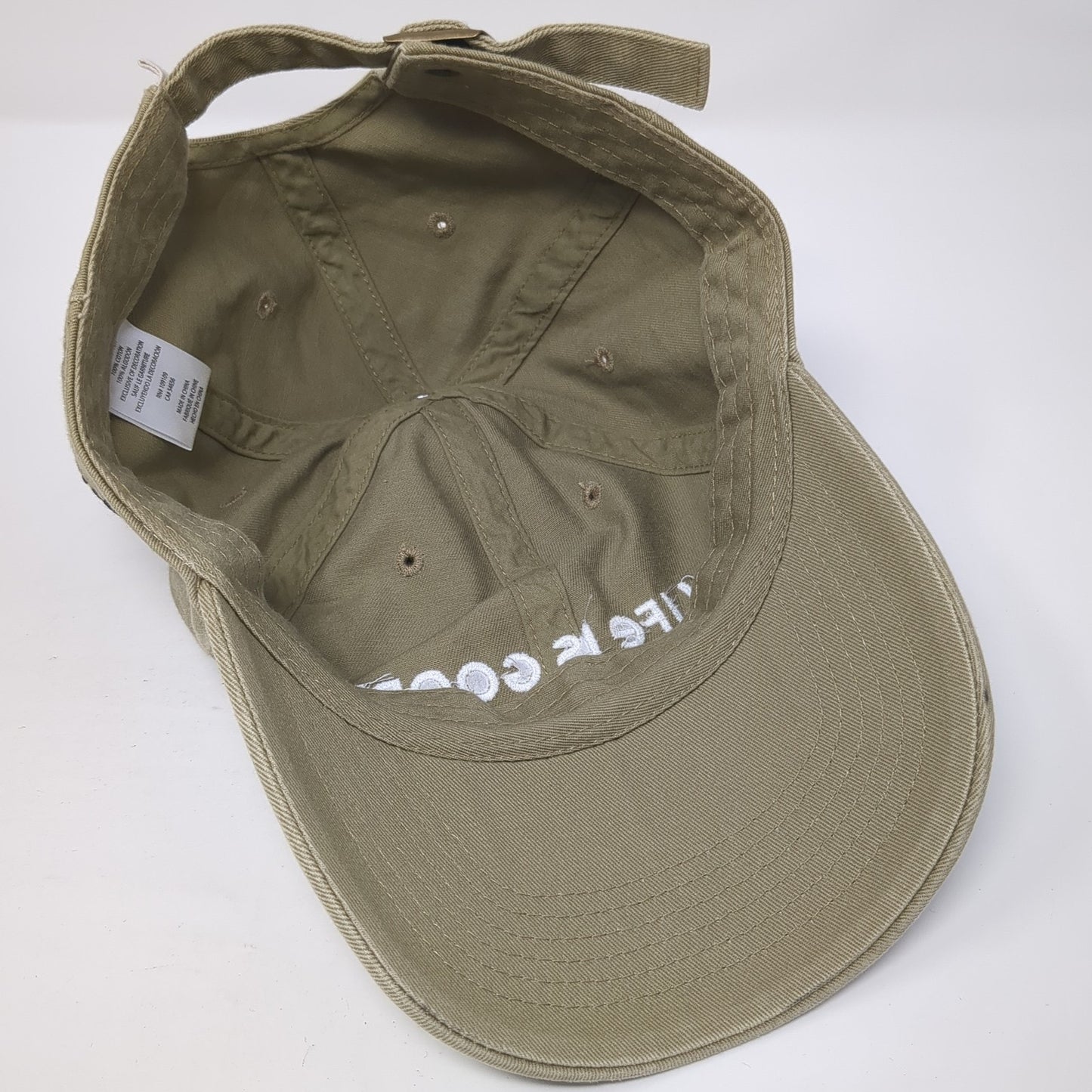 Life Is Good Slideback Baseball Cap Brown OS Adjustable Embroidered 6 Panel