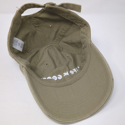 Life Is Good Slideback Baseball Cap Brown OS Adjustable Embroidered 6 Panel