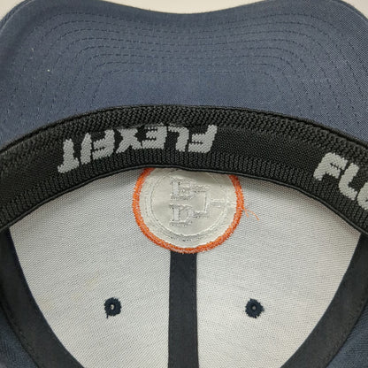 Flexfit Baseball Cap Blue Orange White XL Fitted Hat DB Logo Embroidered
