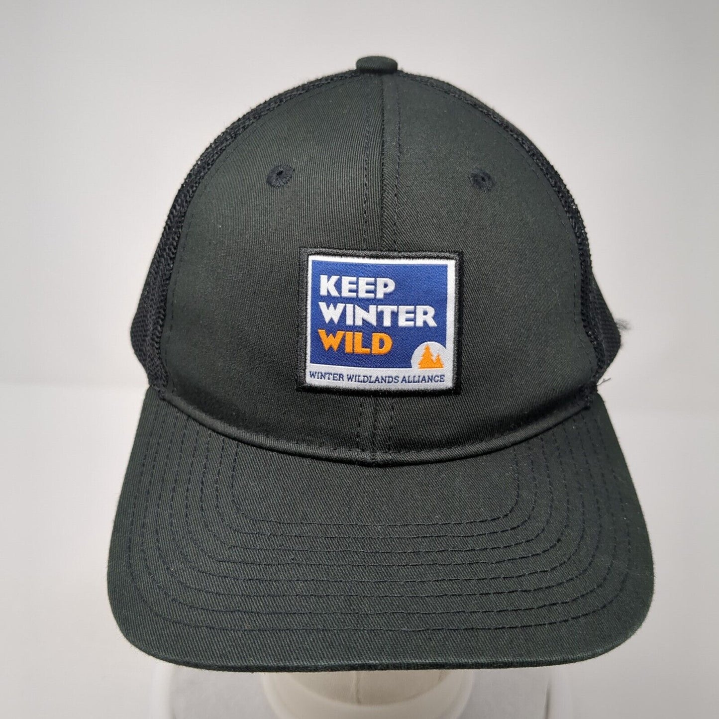 Keep Winter Wild Patch Snapback Trucker Hat Black One Size Mesh Back