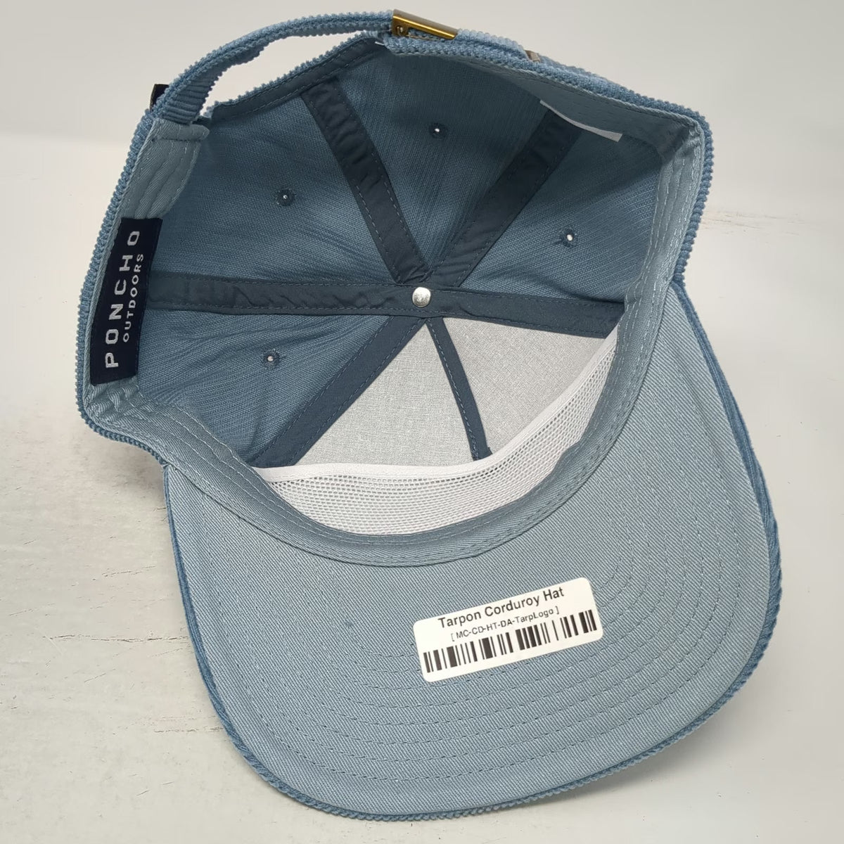 Poncho Outdoors Trucker Blue One Size Corduroy Tarpon Fish Hat Slideback