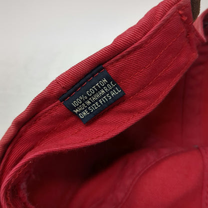 American Eagle AE Performance Red Baseball Cap Leather Strap Fire Dept Vintage