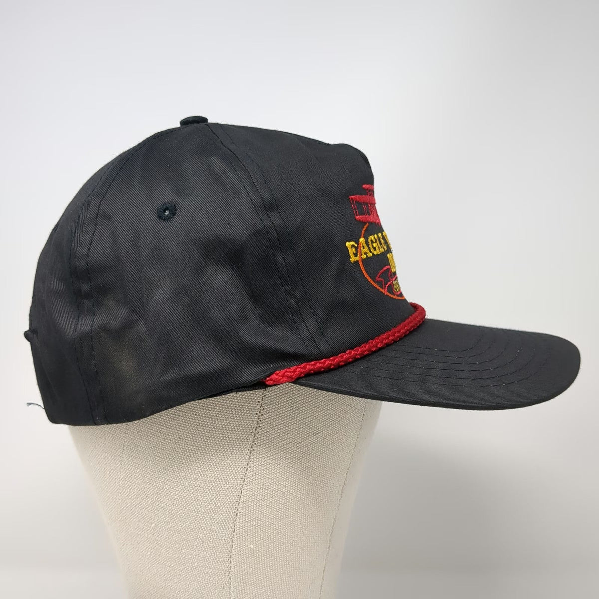 Black 5 Panel One Size Rope Hat Snapback Eagle Wings Inc Aviation Burns OR