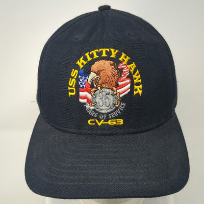 California Headwear Baseball Cap Blue L USS Kitty Hawk CV-63 Eagle Vintage USA