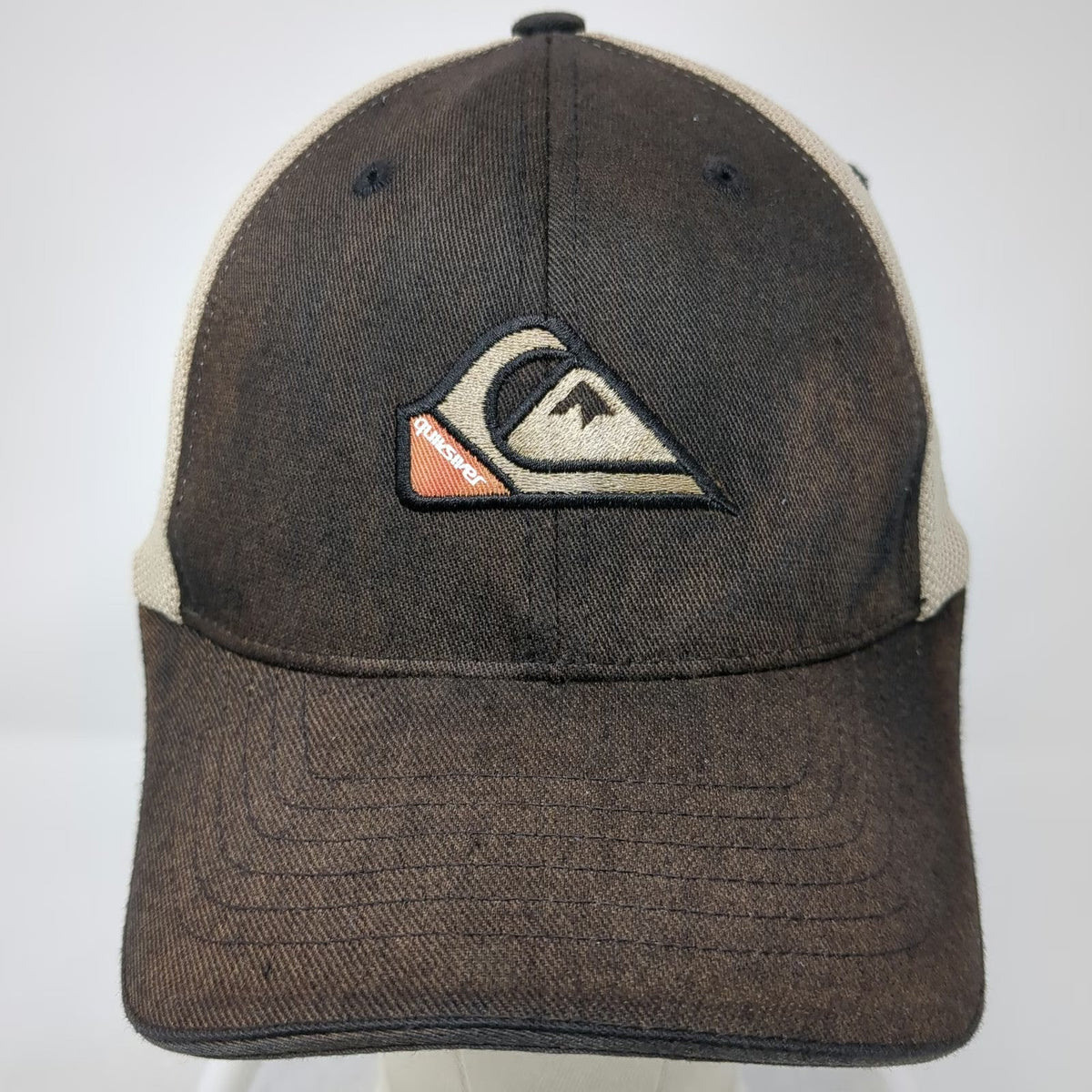 Quiksilver Baseball Cap Black XS Mesh Back Flexfit Stretch Fitted Logo Hat