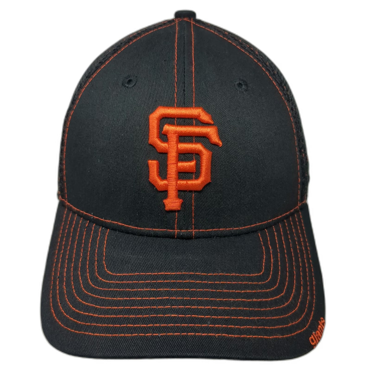 New Era San Francisco Giants MLB Baseball Cap Black Orange M Mesh Back Stretch Fit