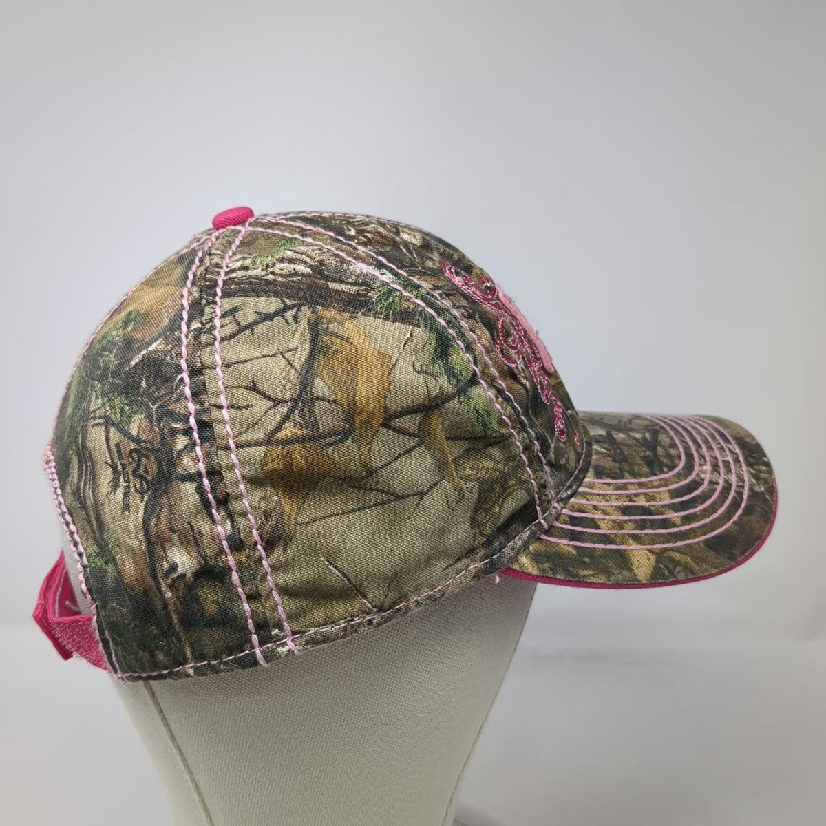 Bass Pro Shops Baseball Cap Brown Pink Green One Size Realtree Camo Embroidered