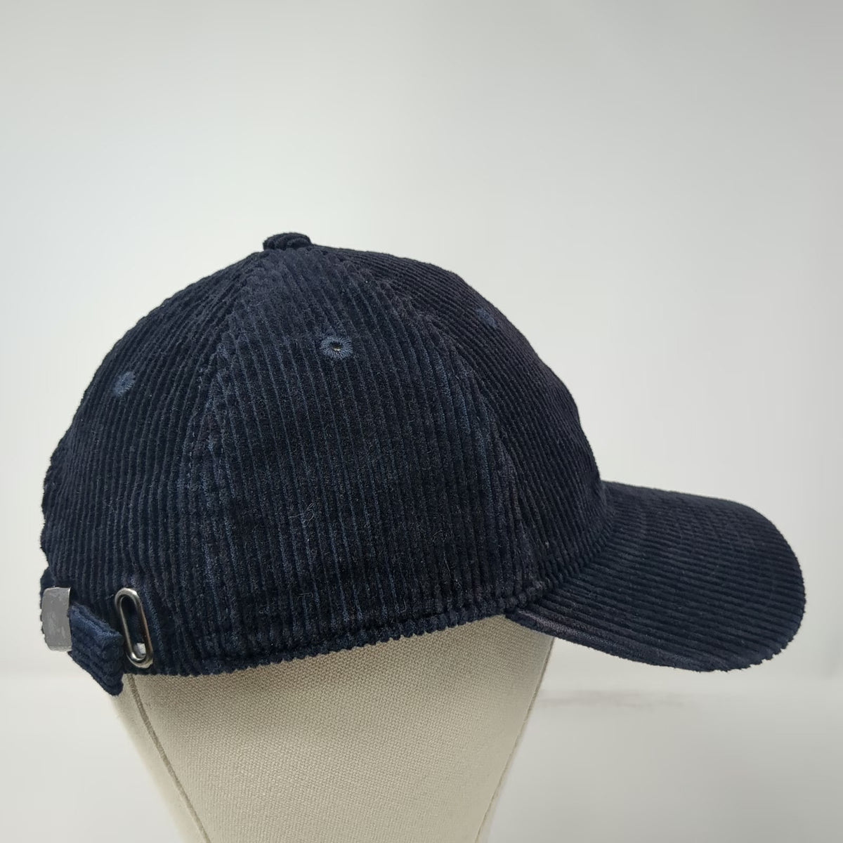 H&M Baseball Cap Black One Size Corduroy Slideback Strap Hat 6 Panel Textured