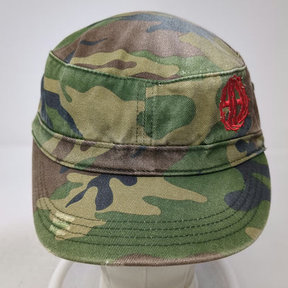 District Army Cap Green Camo One Size Can Do Red Embroidery Flat Top Hat