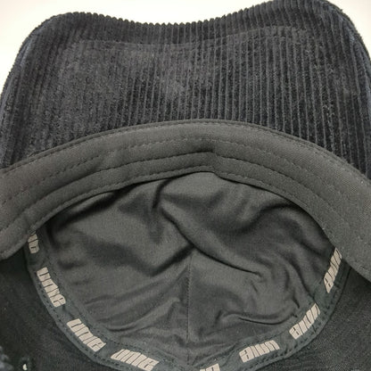 Unie 5 Panel Black Hat One Size Corduroy PestCo Logo Embroidered Slideback