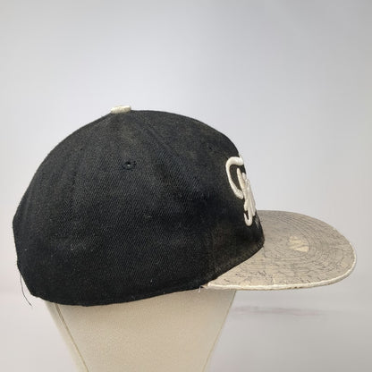 Crown Snapback Hat Black One Size Finesse Materials Green Under Brim Textured