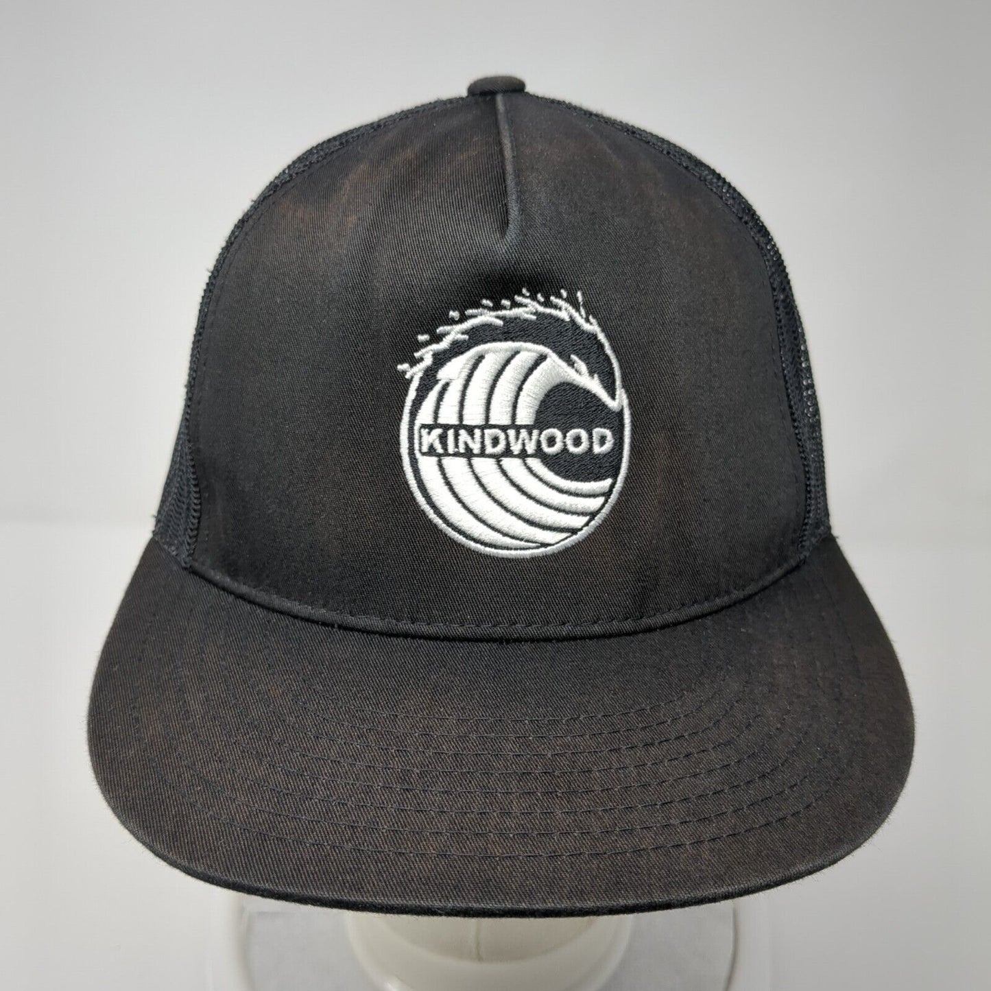 Kindwood Snapback Trucker Hat Black One Size Adjustable Mesh Back Sport-Tek